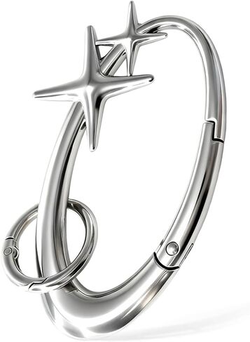 Heavy Duty Star Carabiner Keychain, Large Metal Clip for Keys Bag Purse Belt Loop, Retro Aesthetic Silver Alloy Snap Hook for Y2K Style in Saudi Arabia