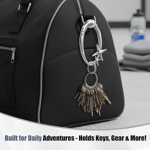 Heavy Duty Star Carabiner Keychain, Large Metal Clip for Keys Bag Purse Belt Loop, Retro Aesthetic Silver Alloy Snap Hook for Y2K Style in Saudi Arabia