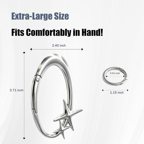 Heavy Duty Star Carabiner Keychain, Large Metal Clip for Keys Bag Purse Belt Loop, Retro Aesthetic Silver Alloy Snap Hook for Y2K Style in Saudi Arabia