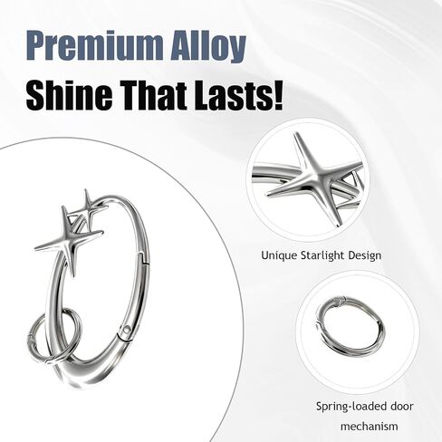 Heavy Duty Star Carabiner Keychain, Large Metal Clip for Keys Bag Purse Belt Loop, Retro Aesthetic Silver Alloy Snap Hook for Y2K Style in Saudi Arabia