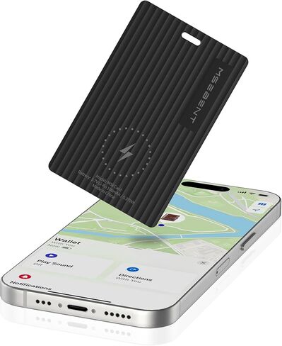 بطاقة تعقب Slim Air Tag Wallet، [معتمدة من Apple MFi]، شحن لاسلكي، تعمل مع Apple Find My، مقاومة للماء IP67، محدد موقع العناصر للمفاتيح والحقائب وجواز السفر، iOS فقط، عبوة واحدة in Kuwait