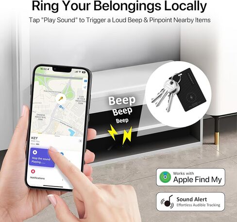 بطاقة تعقب Slim Air Tag Wallet، [معتمدة من Apple MFi]، شحن لاسلكي، تعمل مع Apple Find My، مقاومة للماء IP67، محدد موقع العناصر للمفاتيح والحقائب وجواز السفر، iOS فقط، عبوة واحدة in Kuwait