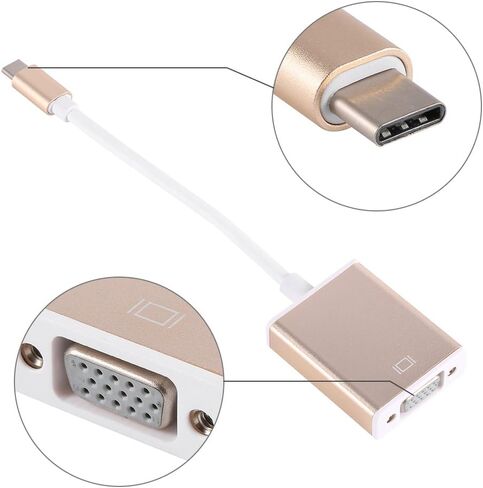 Type C to VGA Adapter Plug & Play Aluminum Enclosure for 12 Inch for Presentations Meeting Rooms Gold (Silver) in Saudi Arabia