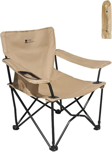 كرسي تخييم محمول من موبي جاردن للبالغين، مقعد وسادة وكرسي خلفي رباعي مع حامل أكواب وجيب خلفي شبكي، يتضمن حقيبة حمل، أسود in Kuwait