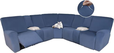 Hdcaxkj Reclining الأريكة المقطعية يغطي مخملية L غطاء الأريكة المقطعية القابلة للغسل قابلة للغسل زاوية زاوية ناعمة مع قاع مرنة غير انزلاق (5 مقعد و 2 وحدة تحكم متوسطة ، رمادي هواء) in Saudi Arabia