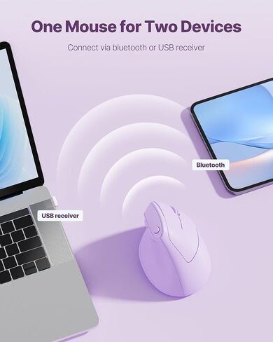 Ergonomic Mouse, USB+Bluetooth Dual Connection, Wireless Vertical Mouse for Reducing Wrist Pain, 1000/1600/2400 DPI, Ergo Mouse with Quiet Click for Windows Mac OS PC Computer Laptop, Black in Saudi Arabia