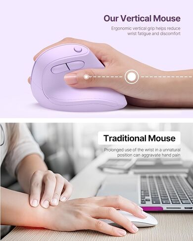 Ergonomic Mouse, USB+Bluetooth Dual Connection, Wireless Vertical Mouse for Reducing Wrist Pain, 1000/1600/2400 DPI, Ergo Mouse with Quiet Click for Windows Mac OS PC Computer Laptop, Black in Saudi Arabia