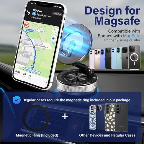 حامل هاتف السيارة GraviX لـ MagSafe - حامل هاتف السيارة قابل للتعديل مع شفط قوي ومغناطيس قوي - حامل هاتف لسيارتك لجهاز iPhone 17 Pro Max 16 15 14 13 12 Air Plus - ملحقات السيارة in Saudi Arabia