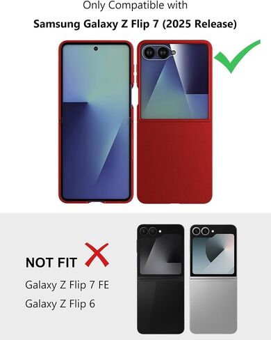 Case for Samsung Galaxy Z Flip 7 (2025) with Built-in Cover Screen Protector, Thin Hard Matte Polycarbonate Phone Case for Galaxy Z Flip7 - Red in Saudi Arabia