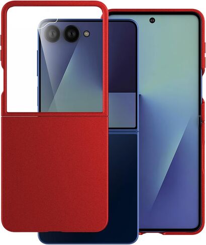 Case for Samsung Galaxy Z Flip 7 (2025) with Built-in Cover Screen Protector, Thin Hard Matte Polycarbonate Phone Case for Galaxy Z Flip7 - Red in Saudi Arabia