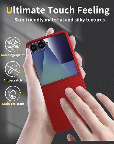 Case for Samsung Galaxy Z Flip 7 (2025) with Built-in Cover Screen Protector, Thin Hard Matte Polycarbonate Phone Case for Galaxy Z Flip7 - Red in Saudi Arabia
