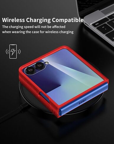 Case for Samsung Galaxy Z Flip 7 (2025) with Built-in Cover Screen Protector, Thin Hard Matte Polycarbonate Phone Case for Galaxy Z Flip7 - Red in Saudi Arabia