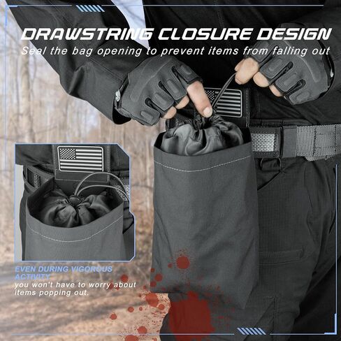 Tactical Dump Pouch for Battle Belt & MOLLE Systems | Foldable Mag Pouch with Drawstring Closure | for Hunting, Duty, Paintball | Includes Flag Patch in Saudi Arabia