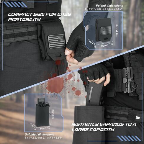 Tactical Dump Pouch for Battle Belt & MOLLE Systems | Foldable Mag Pouch with Drawstring Closure | for Hunting, Duty, Paintball | Includes Flag Patch in Saudi Arabia
