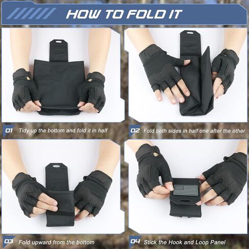 Tactical Dump Pouch for Battle Belt & MOLLE Systems | Foldable Mag Pouch with Drawstring Closure | for Hunting, Duty, Paintball | Includes Flag Patch in Saudi Arabia