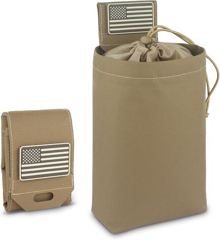 Tactical Dump Pouch for Battle Belt & MOLLE Systems | Foldable Mag Pouch with Drawstring Closure | for Hunting, Duty, Paintball | Includes Flag Patch in Saudi Arabia
