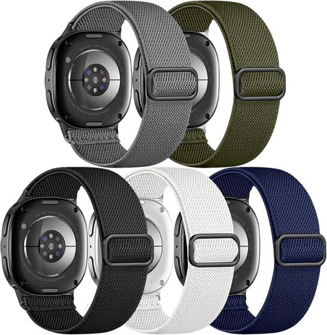 Adorve 5 عبوات من الأربطة القابلة للتمدد متوافقة مع ساعة Samsung Galaxy Watch 8 Bands 40mm 44mm، Galaxy Watch 8 Classic Band 46mm، نسيج نايلون مرن ناعم بدون فجوة حزام بديل رياضي بنقرة واحدة للرجال والنساء in Kuwait