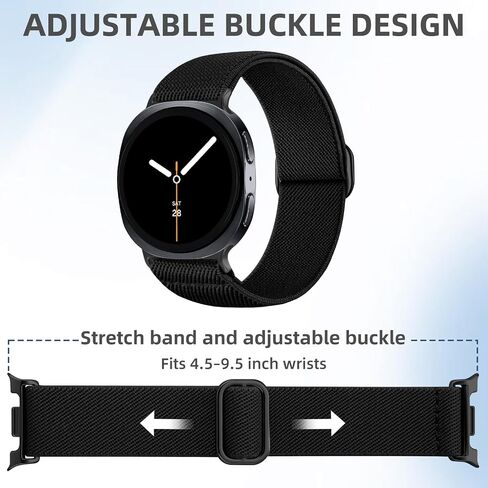 Adorve 5 عبوات من الأربطة القابلة للتمدد متوافقة مع ساعة Samsung Galaxy Watch 8 Bands 40mm 44mm، Galaxy Watch 8 Classic Band 46mm، نسيج نايلون مرن ناعم بدون فجوة حزام بديل رياضي بنقرة واحدة للرجال والنساء in Kuwait