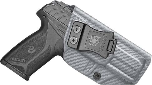Ruger Security 9 Holster IWB Kydex Holster Fit مخصص: Ruger Security 9 Pistol - حزام الخصر الداخلي المخفي - احتفاظ قابل للتعديل والاحتفاظ بـ "Posi-Click" - بدون تآكل / غضب - الولايات المتحدة الأمريكية مصنوعة بواسطة Amberide in Kuwait