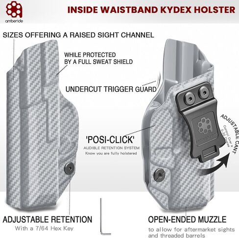 Ruger Security 9 Holster IWB Kydex Holster Fit مخصص: Ruger Security 9 Pistol - حزام الخصر الداخلي المخفي - احتفاظ قابل للتعديل والاحتفاظ بـ "Posi-Click" - بدون تآكل / غضب - الولايات المتحدة الأمريكية مصنوعة بواسطة Amberide in Kuwait