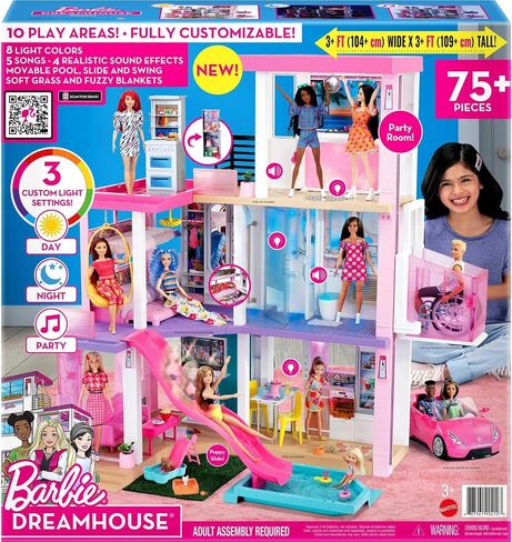 Barbie DreamHouse, Doll House Playset with 75+ Furniture & Accessories, 10 Play Areas, Lights & Sounds, Wheelchair-Accessible Elevator in Saudi Arabia