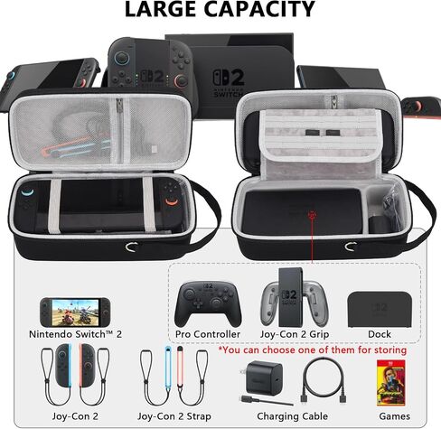 حقيبة تخزين للحمل لجهاز Nintendo Switch/Switch OLED - حامل مدمج - محول شاحن تيار متردد مناسب، Switch Dock/وحدة التحكم الاحترافية - حقيبة سفر محمولة لملحقات وحدة التحكم Switch Console Pro in Saudi Arabia