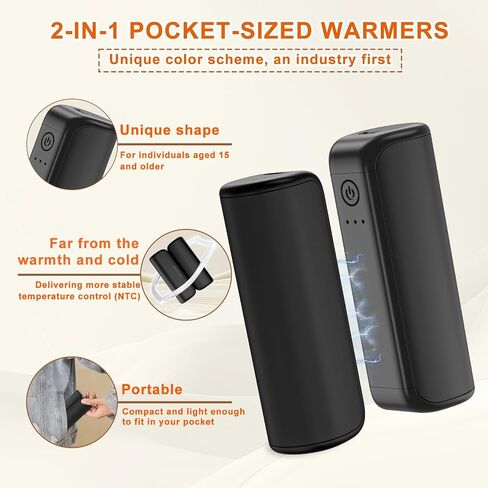 2 Pack Hand Warmers Rechargeable, Portable Electric Hand Warmers Reusable Fast Heating, Fits in Gloves for Winter Sports Hunting Accessories Outdoor/Indoor/Warm Gifts for Men Women in Saudi Arabia