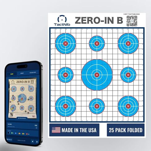 Zero-in B Paper Targets - 18 x 24 Inches Paper - Made in USA - 25 Pack - PN P02Z02-025F - Free Mobile App in Saudi Arabia