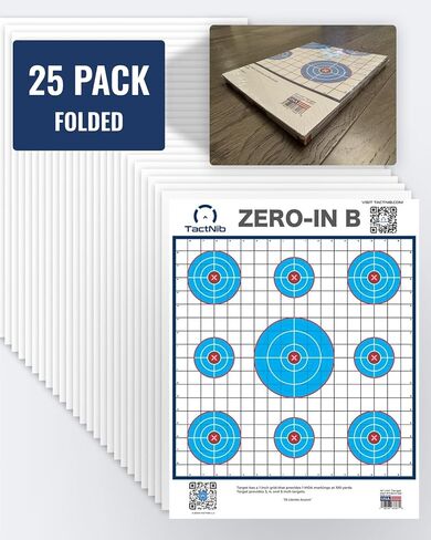 Zero-in B Paper Targets - 18 x 24 Inches Paper - Made in USA - 25 Pack - PN P02Z02-025F - Free Mobile App in Saudi Arabia