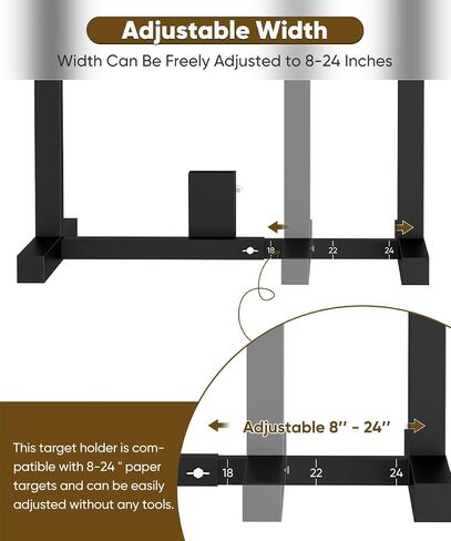 2-in-1 Shooting Target Stand Holder with 10pcs 17x25 Inch Paper Targets for Outdoor, Heavy Duty Range Base Adjustable Width from 8" to 24" for Cardboard Silhouette and Steel Target, Black in Saudi Arabia