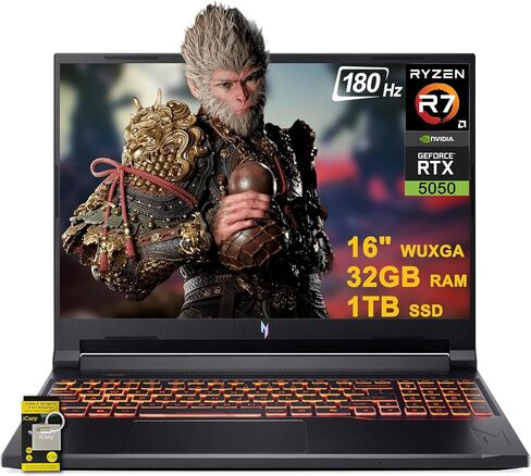 acer Nitro V 16 AI Gaming Laptop 16" WUXGA IPS 180Hz AMD Zen 4 Octa-Core Ryzen 7 260 32GB RAM 1TB SSD GeForce RTX 5050 (Up to 421 AI Tops) Backlit Win11 w/ICP Hub in Saudi Arabia