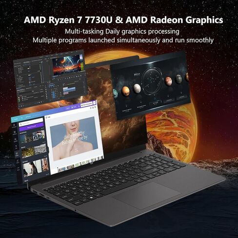 كمبيوتر محمول HP 255 G10 Business and Study 2025 محدث، شاشة 15.6 بوصة FHD، AMD Ryzen 7 7730U (ذاكرة الوصول العشوائي 32 جيجابايت | 1 تيرابايت SSD)، لوحة مفاتيح رقمية، كاميرا ويب، Windows 11 Pro+ Copilot AI، WiFi 6 & BT 5.6 مع صندوق مجموعة ملحقات 5 في 1 in Saudi Arabia