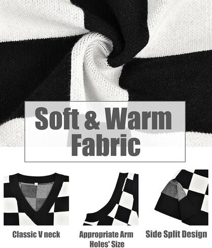 CARCOS Plus Size Sweater Vest for Women Preppy Style V Neck Sleeveless Sweaters Knit Pullover Tank Tops XL-5XL in Saudi Arabia