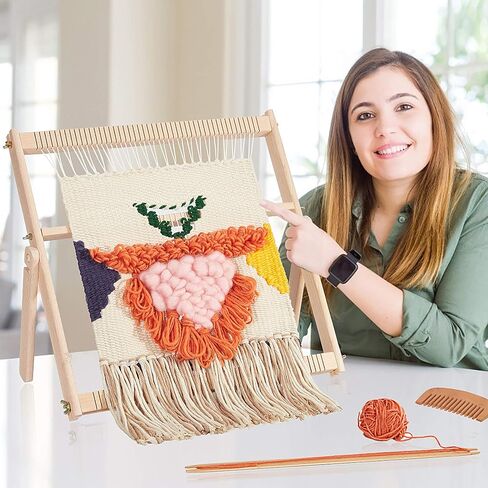 WILLOWDALE 25.2" H x 19.3" W Weaving Loom with Stand Wooden Multi-Craft Weaving Loom Arts & Crafts, Extra-Large Frame, Develops Creativity Weaving Frame Loom with Stand for Beginner in Saudi Arabia