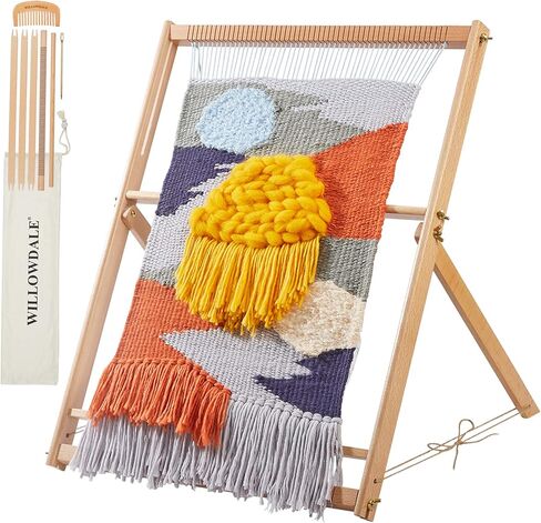 WILLOWDALE Multi-Craft Weaving Loom Large Frame 16.5" x 15.7" x 1.2" Wooden Loom Tapestry Loom Creative DIY Weaving Art & Crafts for Kids, Beginners, Experts in Saudi Arabia