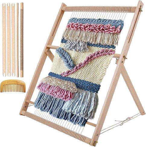 WILLOWDALE Multi-Craft Weaving Loom Large Frame 16.5" x 15.7" x 1.2" Wooden Loom Tapestry Loom Creative DIY Weaving Art & Crafts for Kids, Beginners, Experts in Saudi Arabia