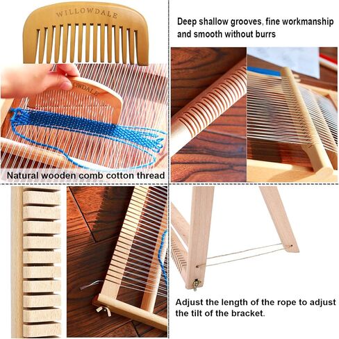 WILLOWDALE Multi-Craft Weaving Loom Large Frame 16.5" x 15.7" x 1.2" Wooden Loom Tapestry Loom Creative DIY Weaving Art & Crafts for Kids, Beginners, Experts in Saudi Arabia