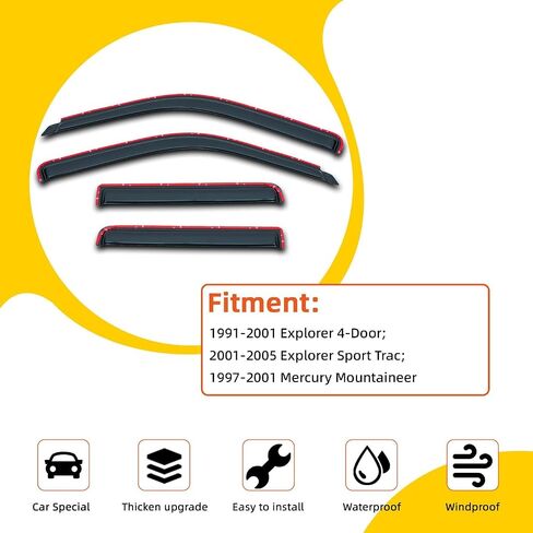4pcs Out-Channel Smoke Tint Rain Guard Compatible with Compatible with 2018-2022 Enclave Tape-On Vent Deflector Window Visors Car Accessories in Saudi Arabia