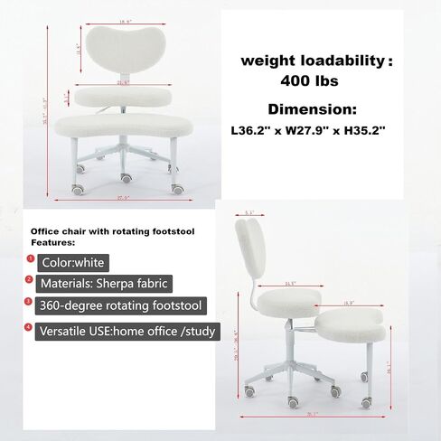 Cross Legged Office Chair for Mediation & Yoga,Rotating Footstool, Adjustable Height Criss Cross Kneeling Chair,Ergonomic Back Support,Home Office Desk Chairs, Black Leather in Saudi Arabia