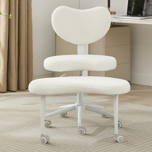 Cross Legged Office Chair for Mediation & Yoga,Rotating Footstool, Adjustable Height Criss Cross Kneeling Chair,Ergonomic Back Support,Home Office Desk Chairs, Black Leather in Saudi Arabia