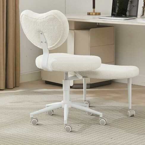 Cross Legged Office Chair for Mediation & Yoga,Rotating Footstool, Adjustable Height Criss Cross Kneeling Chair,Ergonomic Back Support,Home Office Desk Chairs, Black Leather in Saudi Arabia