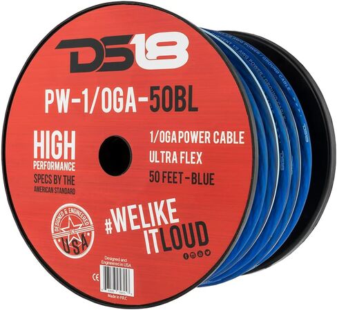 DS18 PW-1/0GA-50RD 1/0-GA Ultra Flex CCA Ground Power Cable 50 Feet - Red - Used for Wiring High Powered Car Amplifiers, Audio Home Speaker Stereo, RV Automotive, Welding Battery Cable in Saudi Arabia