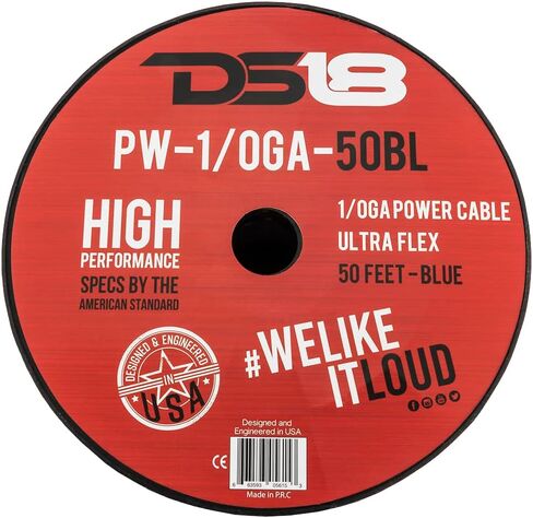 DS18 PW-1/0GA-50RD 1/0-GA Ultra Flex CCA Ground Power Cable 50 Feet - Red - Used for Wiring High Powered Car Amplifiers, Audio Home Speaker Stereo, RV Automotive, Welding Battery Cable in Saudi Arabia