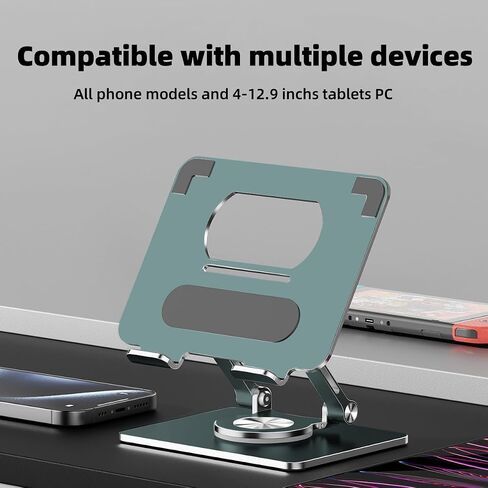 حامل iPad للمكتب، حامل كمبيوتر لوحي بقاعدة سميكة دوارة 360 درجة، حامل ألومنيوم قابل للتعديل بقضيب مزدوج لجميع أجهزة iPad Surface مقاس 4-12.9 بوصة، وجهاز iPad وSamsung وTablet وKindle وقارئ الكتب الإلكترونية والمزيد، رمادي فضائي in Kuwait