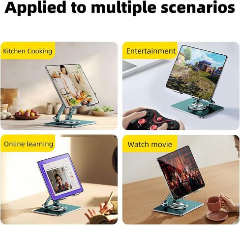 حامل iPad للمكتب، حامل كمبيوتر لوحي بقاعدة سميكة دوارة 360 درجة، حامل ألومنيوم قابل للتعديل بقضيب مزدوج لجميع أجهزة iPad Surface مقاس 4-12.9 بوصة، وجهاز iPad وSamsung وTablet وKindle وقارئ الكتب الإلكترونية والمزيد، رمادي فضائي in Kuwait