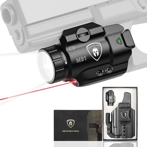 WARRIORLAND MB1 مسدس خفيف وحافظة مخصصة، يناسب Taurus G2C/G3C/PT111 G2/PT140 G2، ضوء سلاح تكتيكي مدمج بقدرة 500 لومن مثبت على السكك الحديدية مع ليزر أحمر وأبيض LED، مؤشر الطاقة in Saudi Arabia