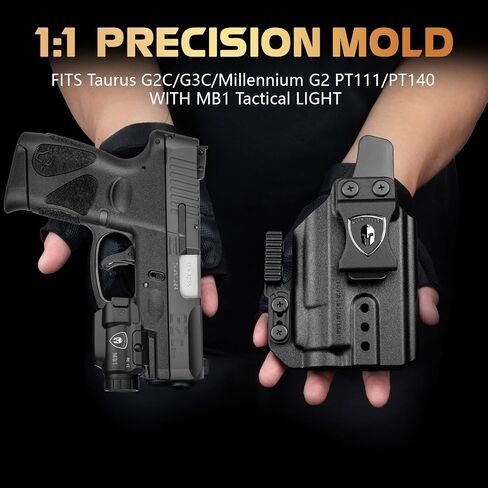 WARRIORLAND MB1 مسدس خفيف وحافظة مخصصة، يناسب Taurus G2C/G3C/PT111 G2/PT140 G2، ضوء سلاح تكتيكي مدمج بقدرة 500 لومن مثبت على السكك الحديدية مع ليزر أحمر وأبيض LED، مؤشر الطاقة in Saudi Arabia