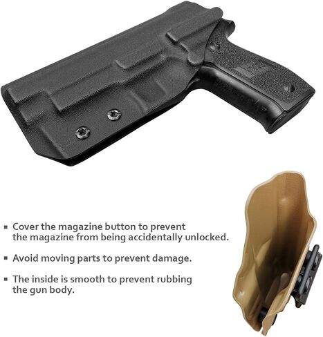 Sig P226 Holster IWB / OWB Kydex Holster Fit مخصص: Sig Sauer P226 بالحجم الكامل 4.4 بوصة برميل - حزام داخلي مخفي للحمل / حزام خارجي للحمل 1.5-2 بوصة مشبك حزام - Adj. عدم القدرة على الاحتفاظ - زر الغطاء المغناطيسي - المدخل الموسع - لا تآكل، لا اهتزاز in Kuwait