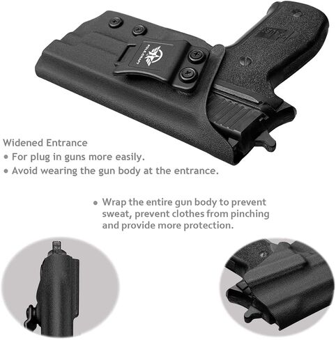 Sig P226 Holster IWB / OWB Kydex Holster Fit مخصص: Sig Sauer P226 بالحجم الكامل 4.4 بوصة برميل - حزام داخلي مخفي للحمل / حزام خارجي للحمل 1.5-2 بوصة مشبك حزام - Adj. عدم القدرة على الاحتفاظ - زر الغطاء المغناطيسي - المدخل الموسع - لا تآكل، لا اهتزاز in Kuwait