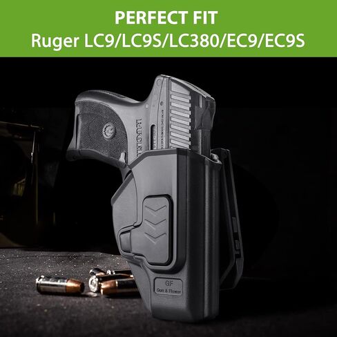 Ruger EC9 Holster,OWB Belt Holster Fit Ruger LC9/LC9S, Ruger LC380,Ruger EC9/EC9S,Polymer Open Carry Holster for Outside Waistband,Index Finger Release System/Adjustable-Cant Black in Saudi Arabia